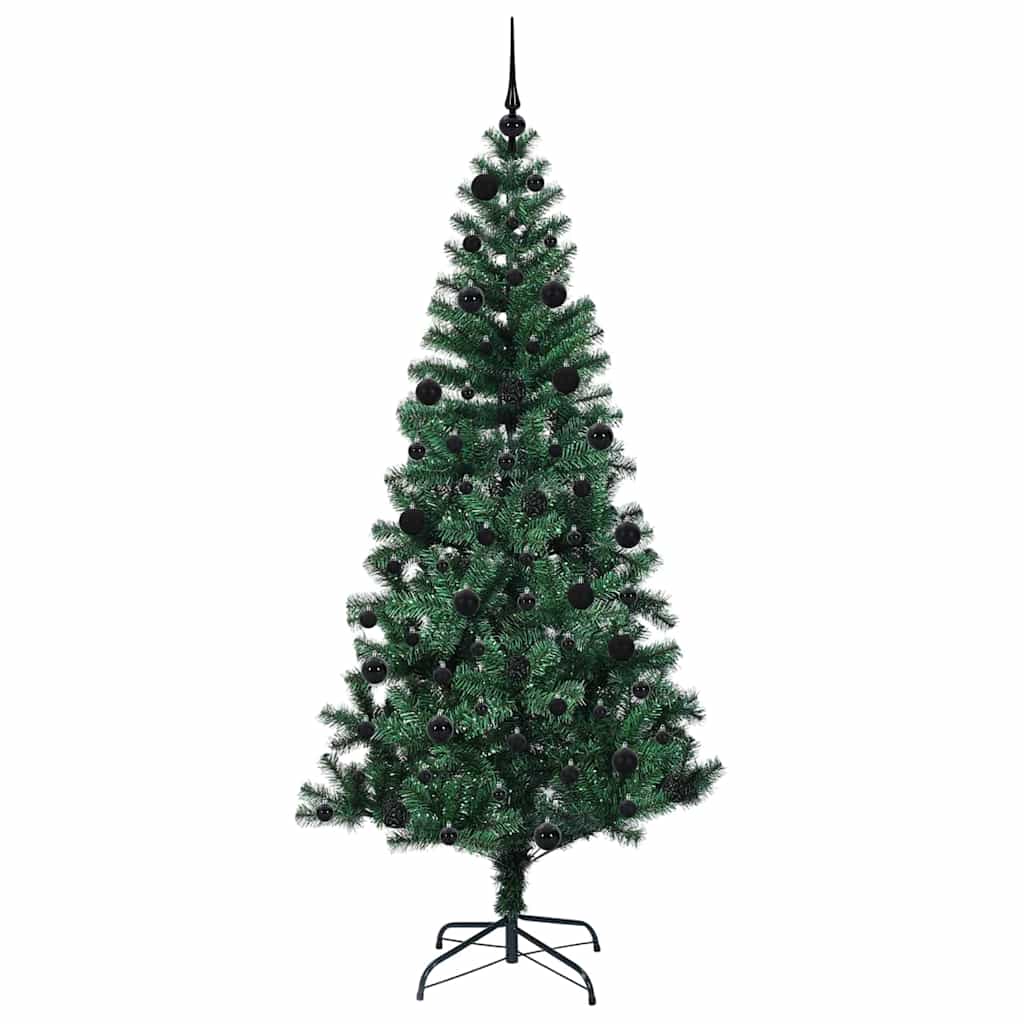 vidaXL Artificial Pre-lit Christmas Tree Green 210 cm PVC and Metal - 50027