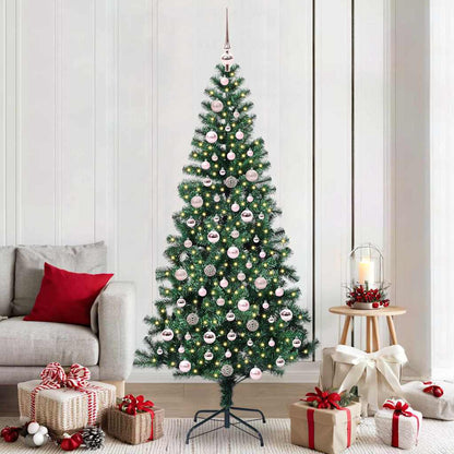 vidaXL Artificial Pre-lit Christmas Tree Green 210 cm PVC and Metal - 50028