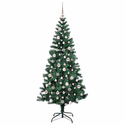 vidaXL Artificial Pre-lit Christmas Tree Green 210 cm PVC and Metal - 50028