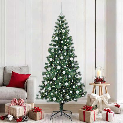 vidaXL Artificial Pre-lit Christmas Tree Green 210 cm PVC and Metal - 50037