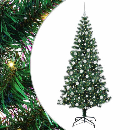 vidaXL Artificial Pre-lit Christmas Tree Green 210 cm PVC and Metal - 50037