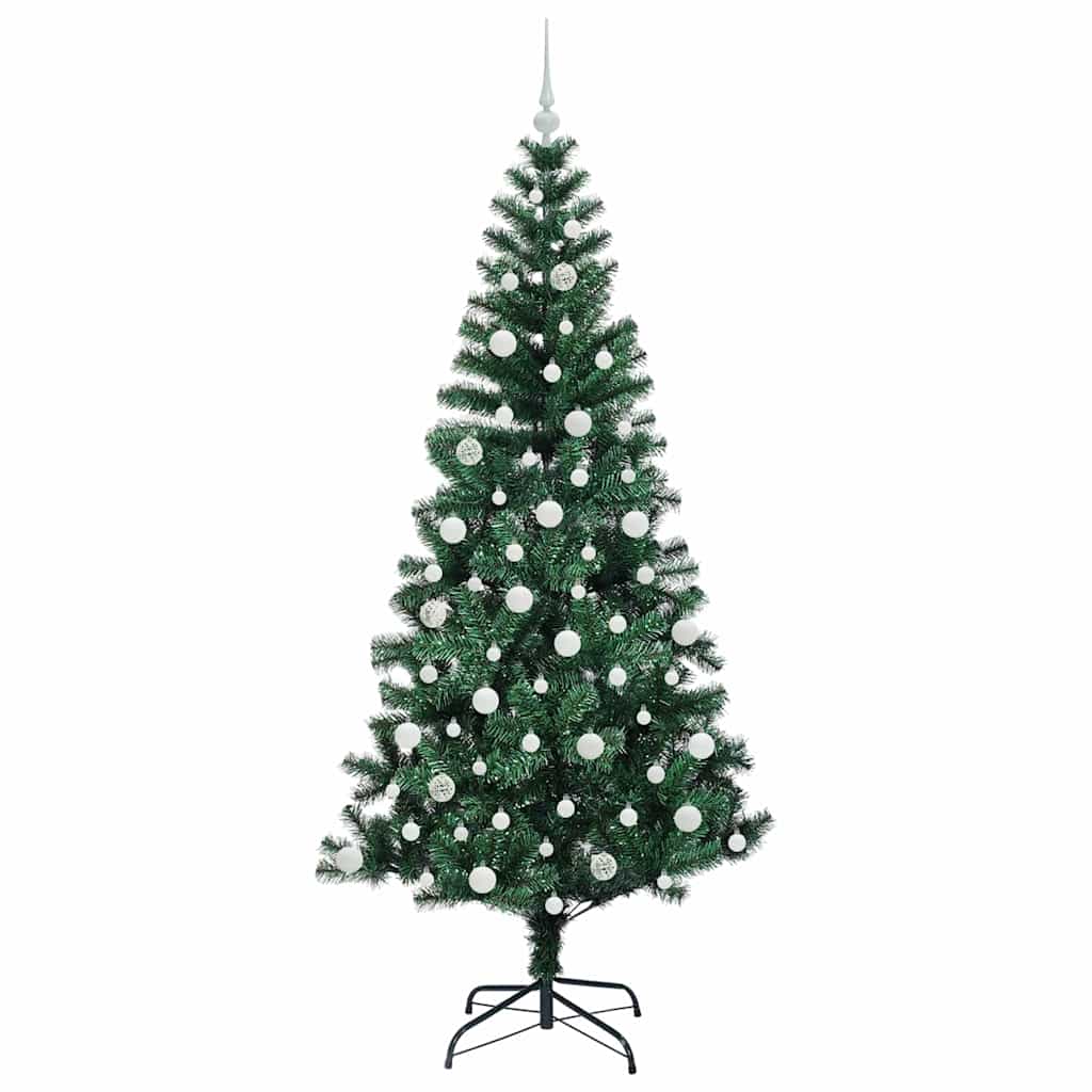 vidaXL Artificial Pre-lit Christmas Tree Green 210 cm PVC and Metal - 50037