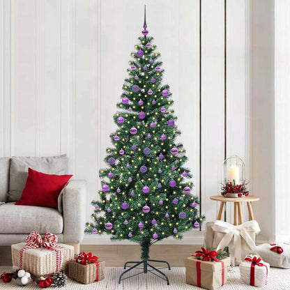 vidaXL Artificial Pre-lit Christmas Tree Green 210 cm PVC and Metal - 50041