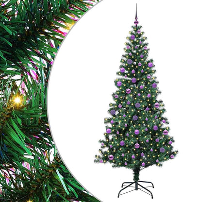 vidaXL Artificial Pre-lit Christmas Tree Green 210 cm PVC and Metal - 50041