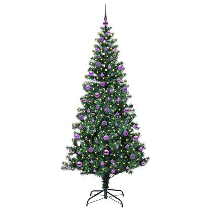 vidaXL Artificial Pre-lit Christmas Tree Green 210 cm PVC and Metal - 50041