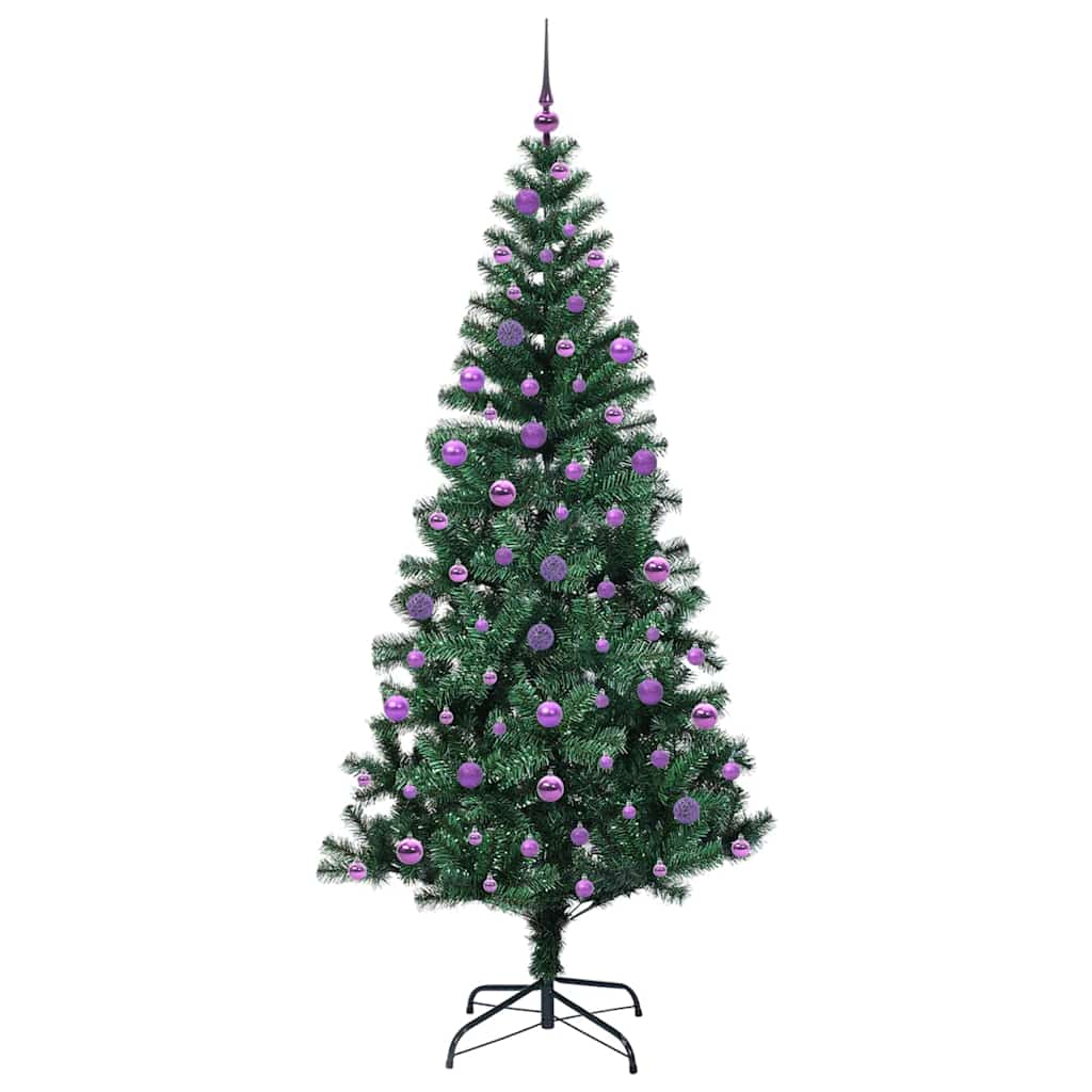 vidaXL Artificial Pre-lit Christmas Tree Green 210 cm PVC and Metal - 50041
