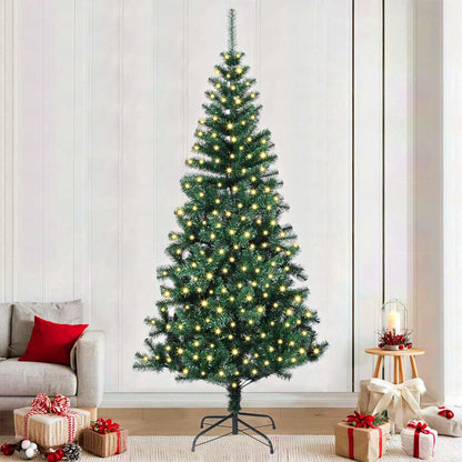 vidaXL Artificial Pre-lit Christmas Tree Green 240 cm PVC and Metal