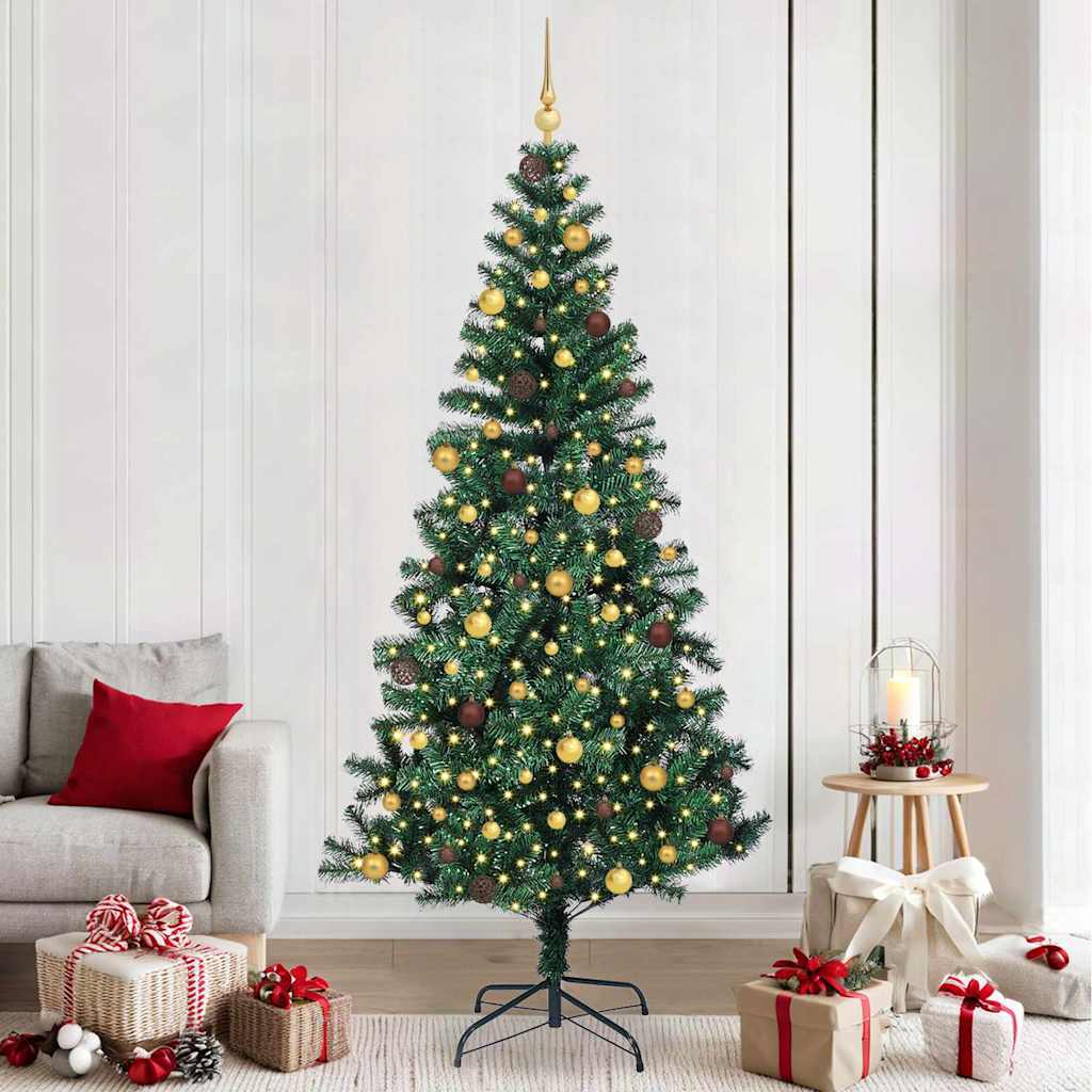 vidaXL Artificial Pre-lit Christmas Tree Green 240 cm PVC and Metal - 50068