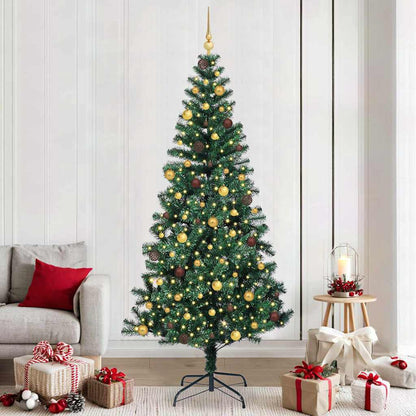 vidaXL Artificial Pre-lit Christmas Tree Green 240 cm PVC and Metal - 50068