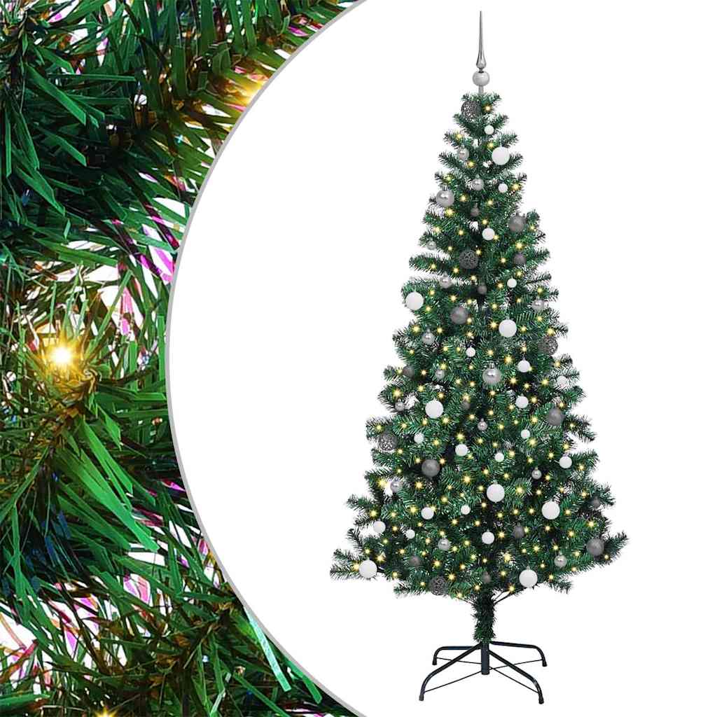 vidaXL Artificial Pre-lit Christmas Tree Green 240 cm PVC and Metal - 50070