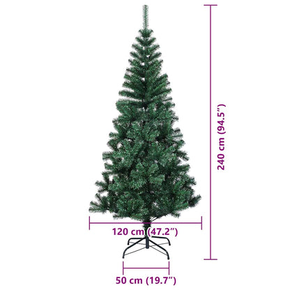 vidaXL Artificial Pre-lit Christmas Tree Green 240 cm PVC and Metal - 50070