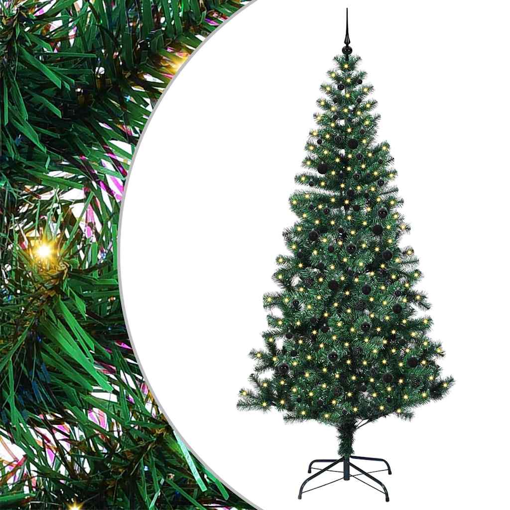 vidaXL Artificial Pre-lit Christmas Tree Green 240 cm PVC and Metal - 50073