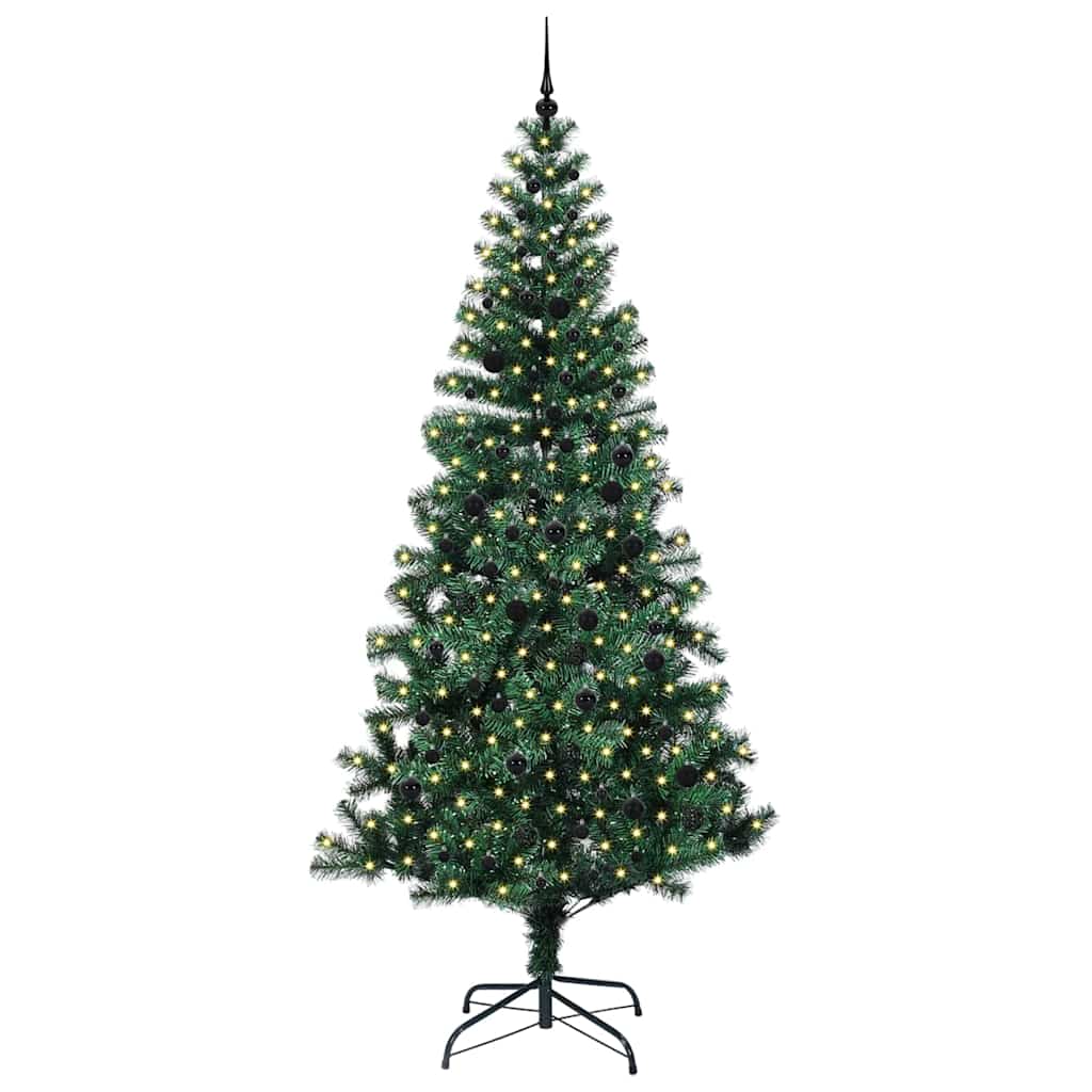 vidaXL Artificial Pre-lit Christmas Tree Green 240 cm PVC and Metal - 50073