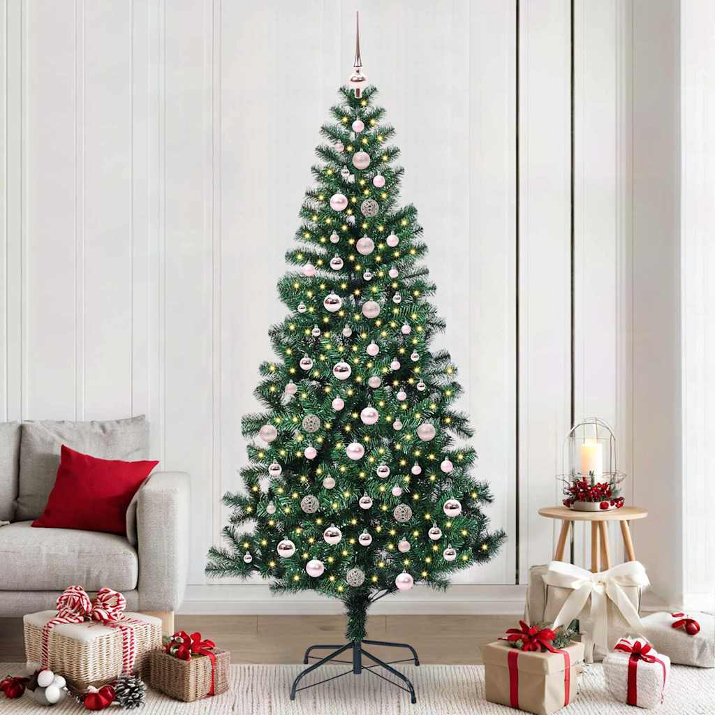 vidaXL Artificial Pre-lit Christmas Tree Green 240 cm PVC and Metal - 50078