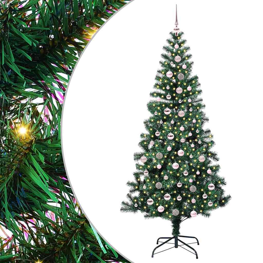 vidaXL Artificial Pre-lit Christmas Tree Green 240 cm PVC and Metal - 50078
