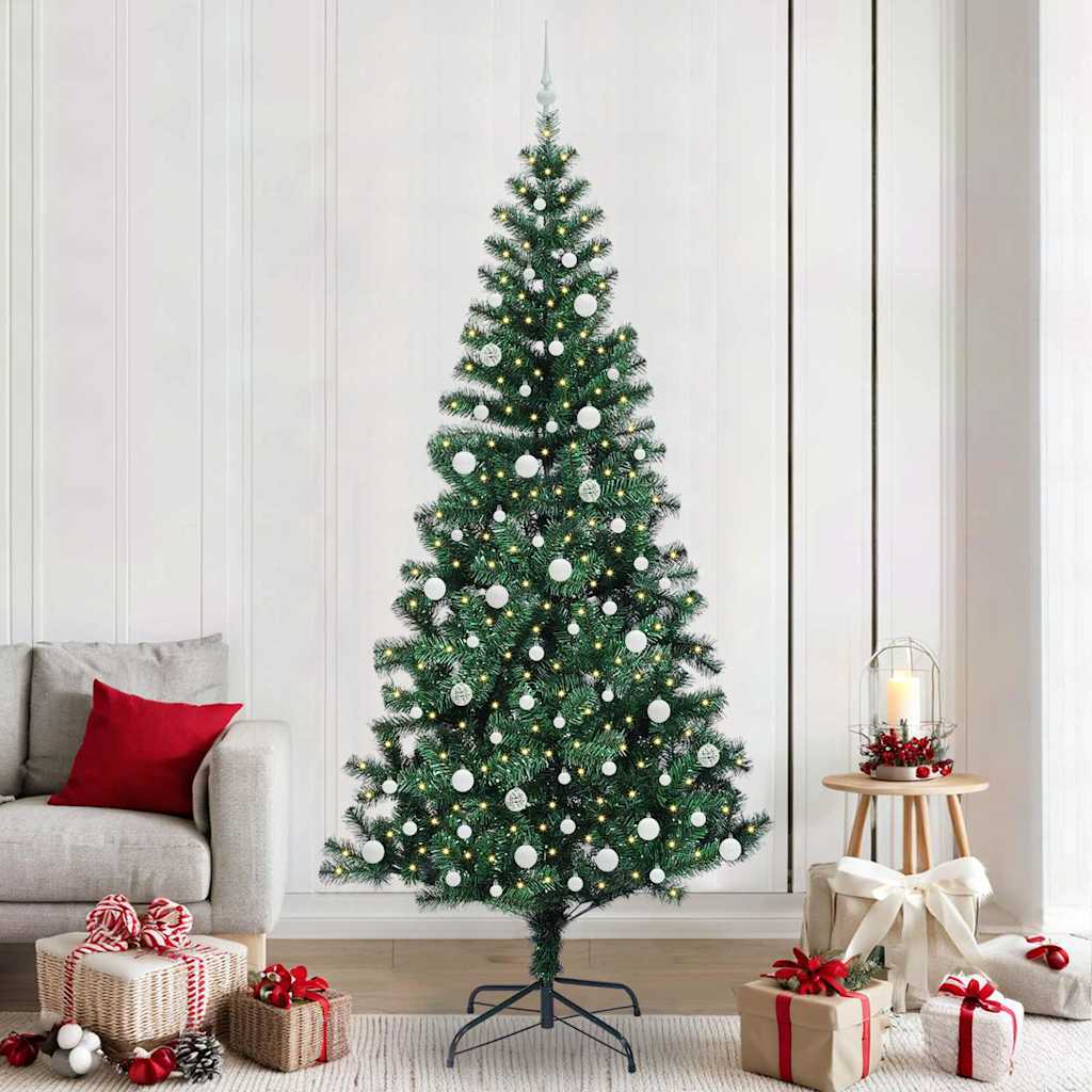 vidaXL Artificial Pre-lit Christmas Tree Green 240 cm PVC and Metal - 50087