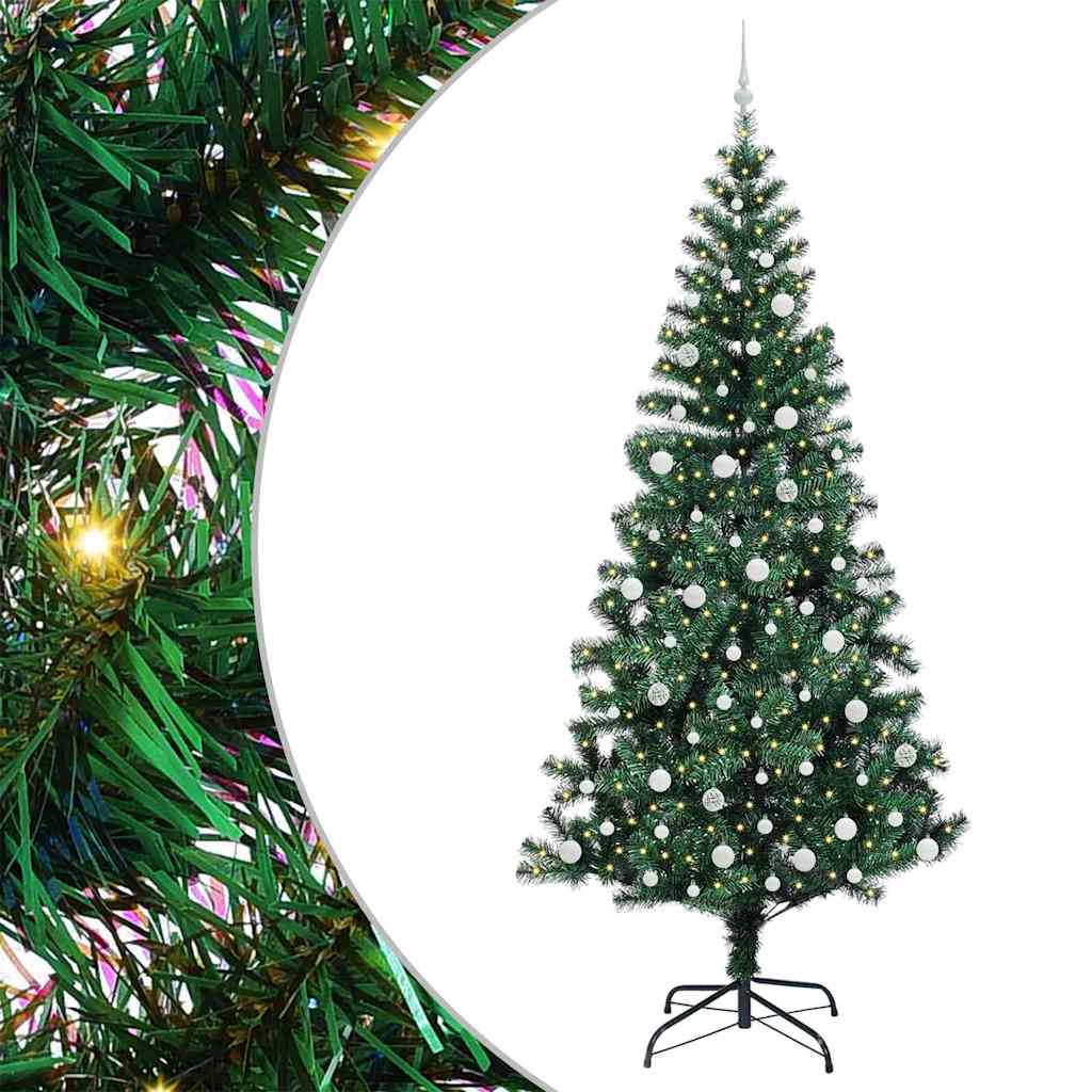 vidaXL Artificial Pre-lit Christmas Tree Green 240 cm PVC and Metal - 50087