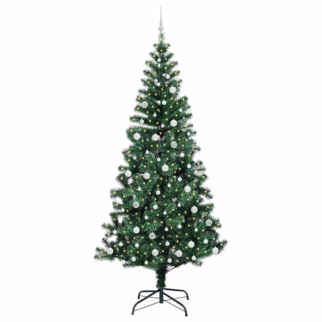 vidaXL Artificial Pre-lit Christmas Tree Green 240 cm PVC and Metal - 50087