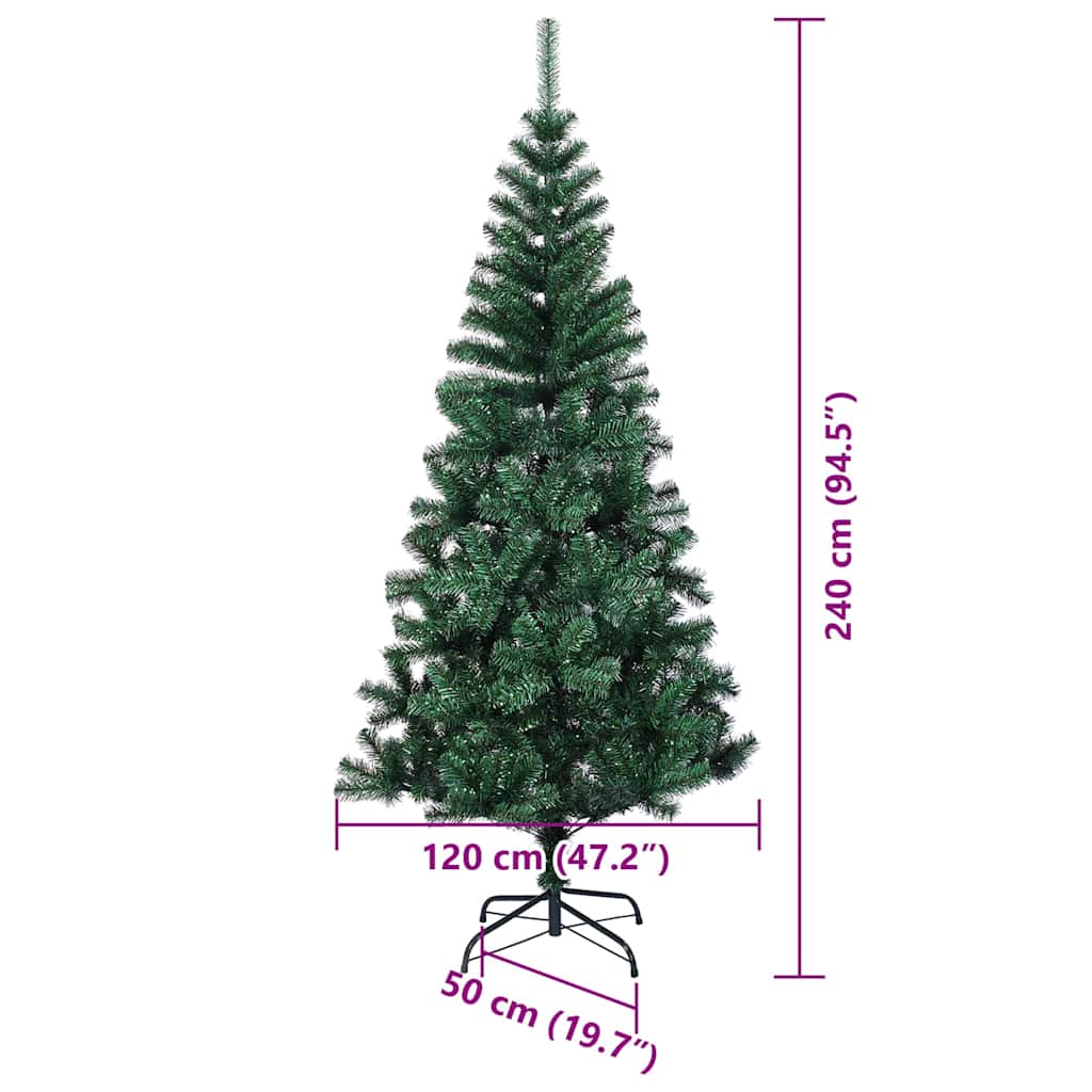 vidaXL Artificial Pre-lit Christmas Tree Green 240 cm PVC and Metal - 50087