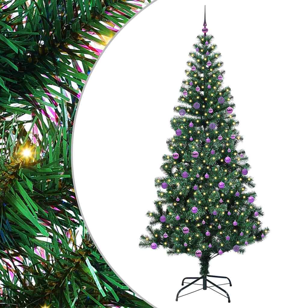 vidaXL Artificial Pre-lit Christmas Tree Green 240 cm PVC and Metal - 50088