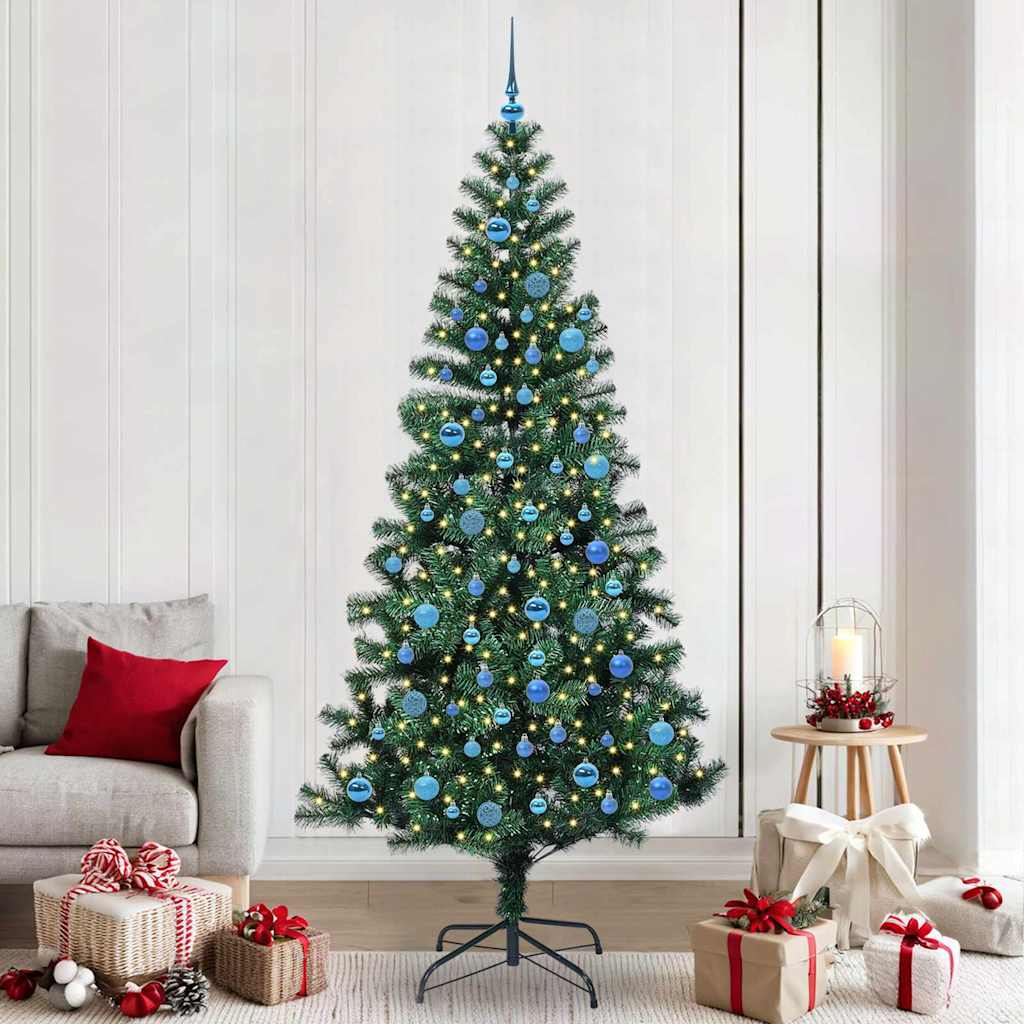vidaXL Artificial Pre-lit Christmas Tree Green 240 cm PVC and Metal - 50093
