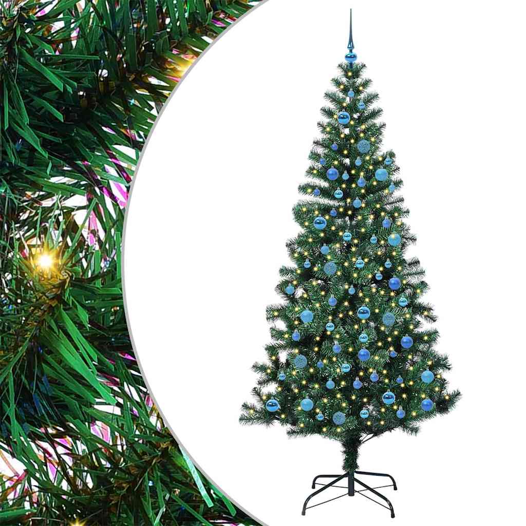 vidaXL Artificial Pre-lit Christmas Tree Green 240 cm PVC and Metal - 50093