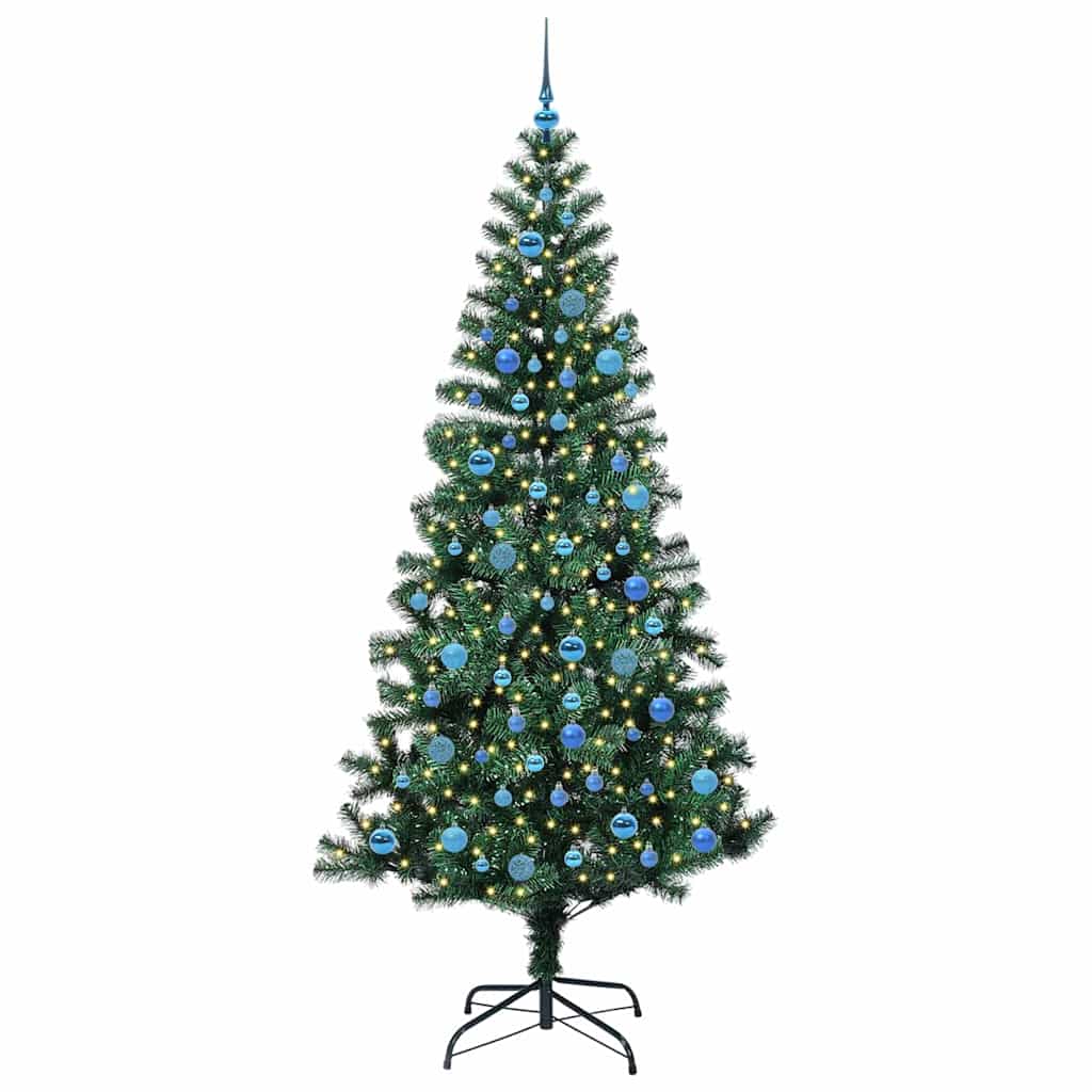 vidaXL Artificial Pre-lit Christmas Tree Green 240 cm PVC and Metal - 50093