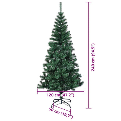 vidaXL Artificial Pre-lit Christmas Tree Green 240 cm PVC and Metal - 50093
