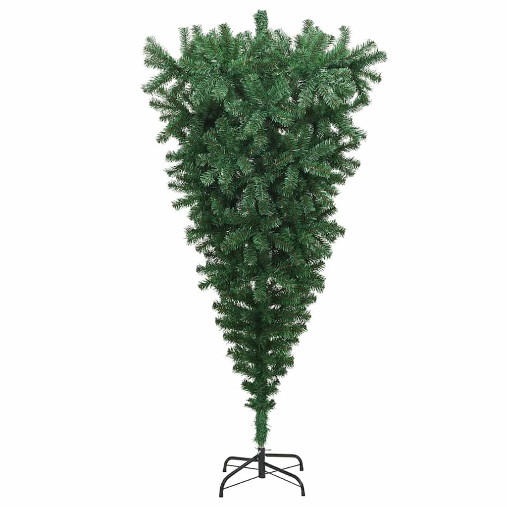 vidaXL Upside-down Artificial Pre-lit Christmas Tree with Ball Set PVC - Green - 210 cm - 50097