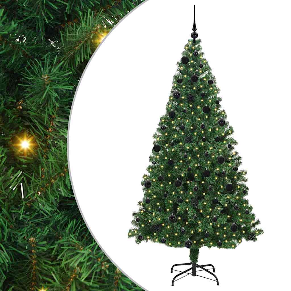 vidaXL Artificial Christmas Tree with 300 LEDs with Stand Green 210 cm - 50235