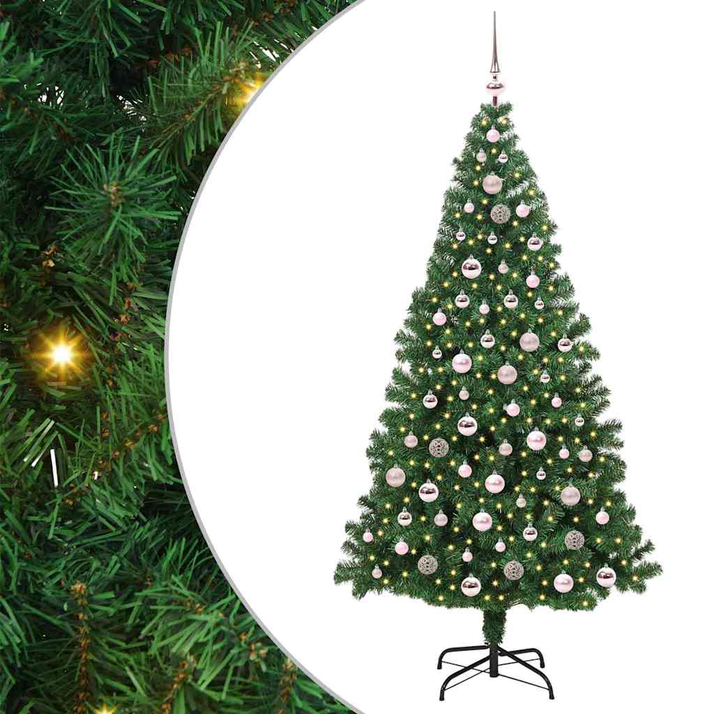 vidaXL Artificial Christmas Tree with 300 LEDs with Stand Green 210 cm - 50237