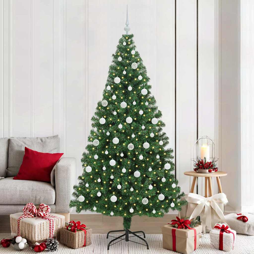 vidaXL Artificial Christmas Tree with 300 LEDs with Stand Green 210 cm - 50239