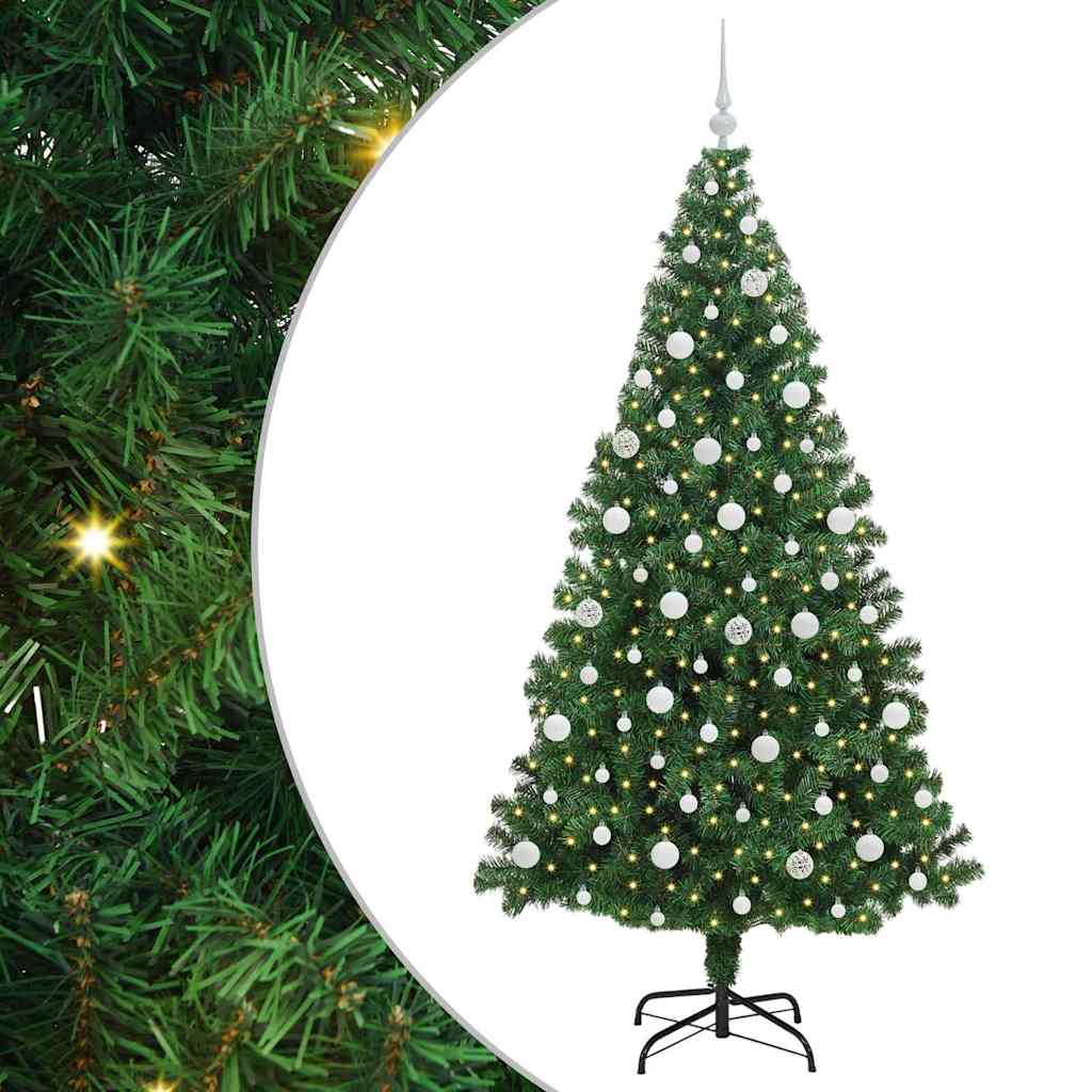 vidaXL Artificial Christmas Tree with 300 LEDs with Stand Green 210 cm - 50239
