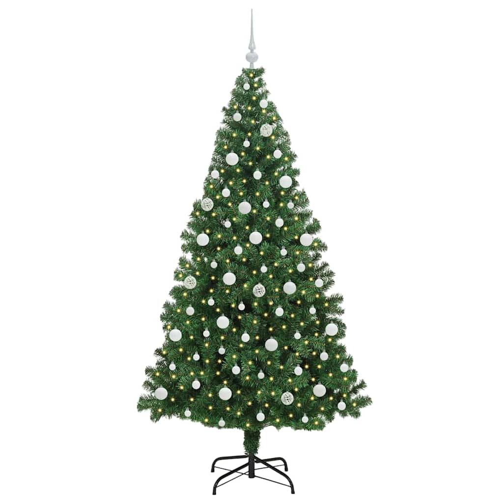 vidaXL Artificial Christmas Tree with 300 LEDs with Stand Green 210 cm - 50239