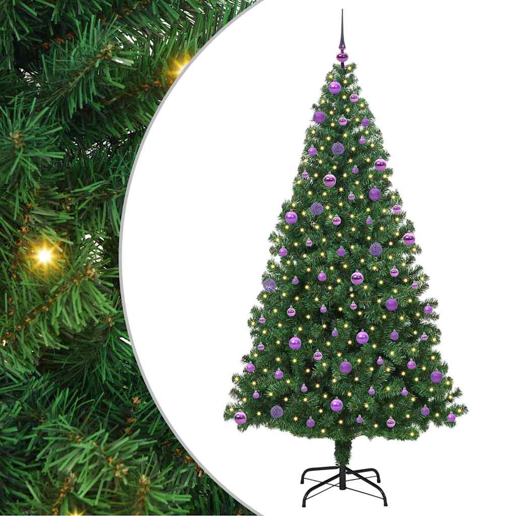 vidaXL Artificial Christmas Tree with 300 LEDs with Stand Green 210 cm - 50240