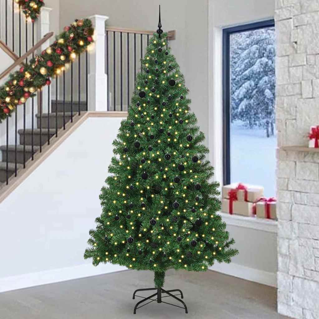 vidaXL Artificial Christmas Tree with 300 LEDs with Stand Green 240 cm - 50253