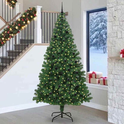 vidaXL Artificial Christmas Tree with 300 LEDs with Stand Green 240 cm - 50253