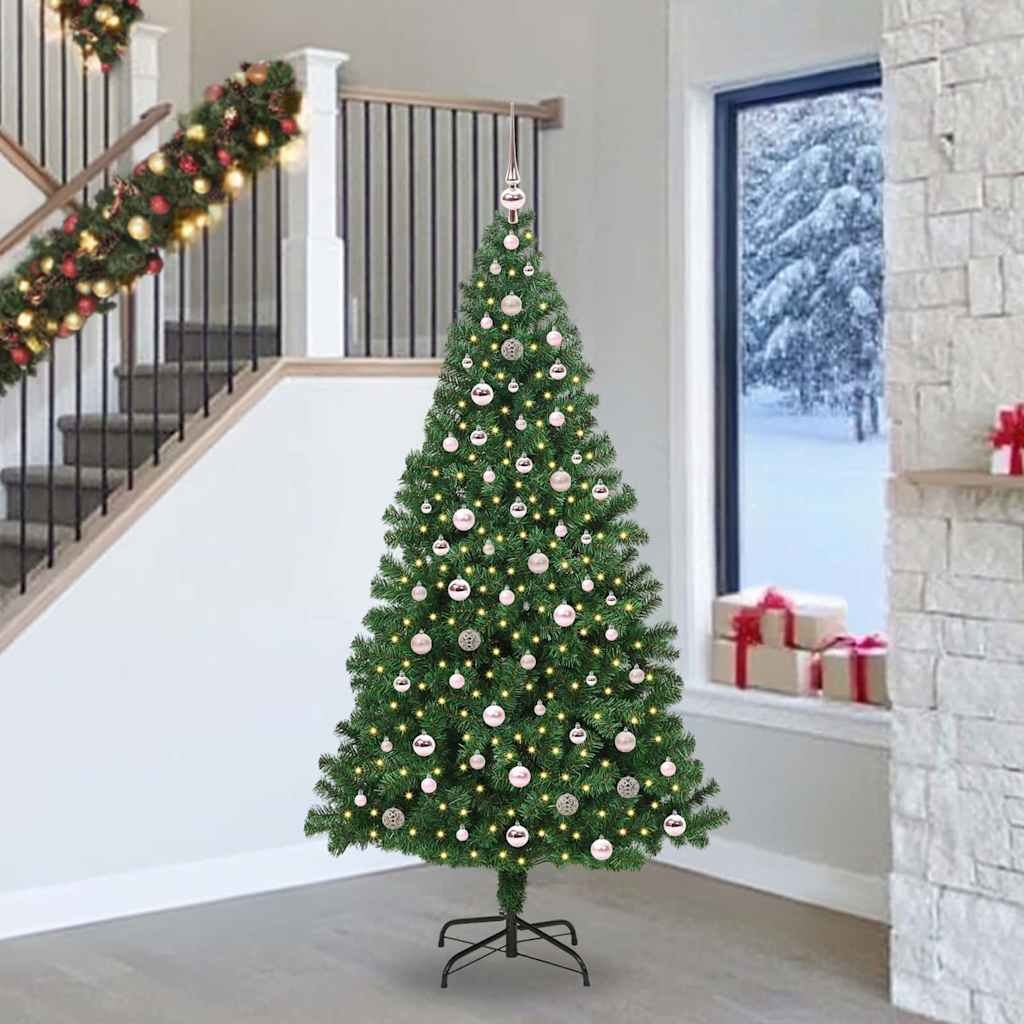 vidaXL Artificial Christmas Tree with 300 LEDs with Stand Green 240 cm - 50254