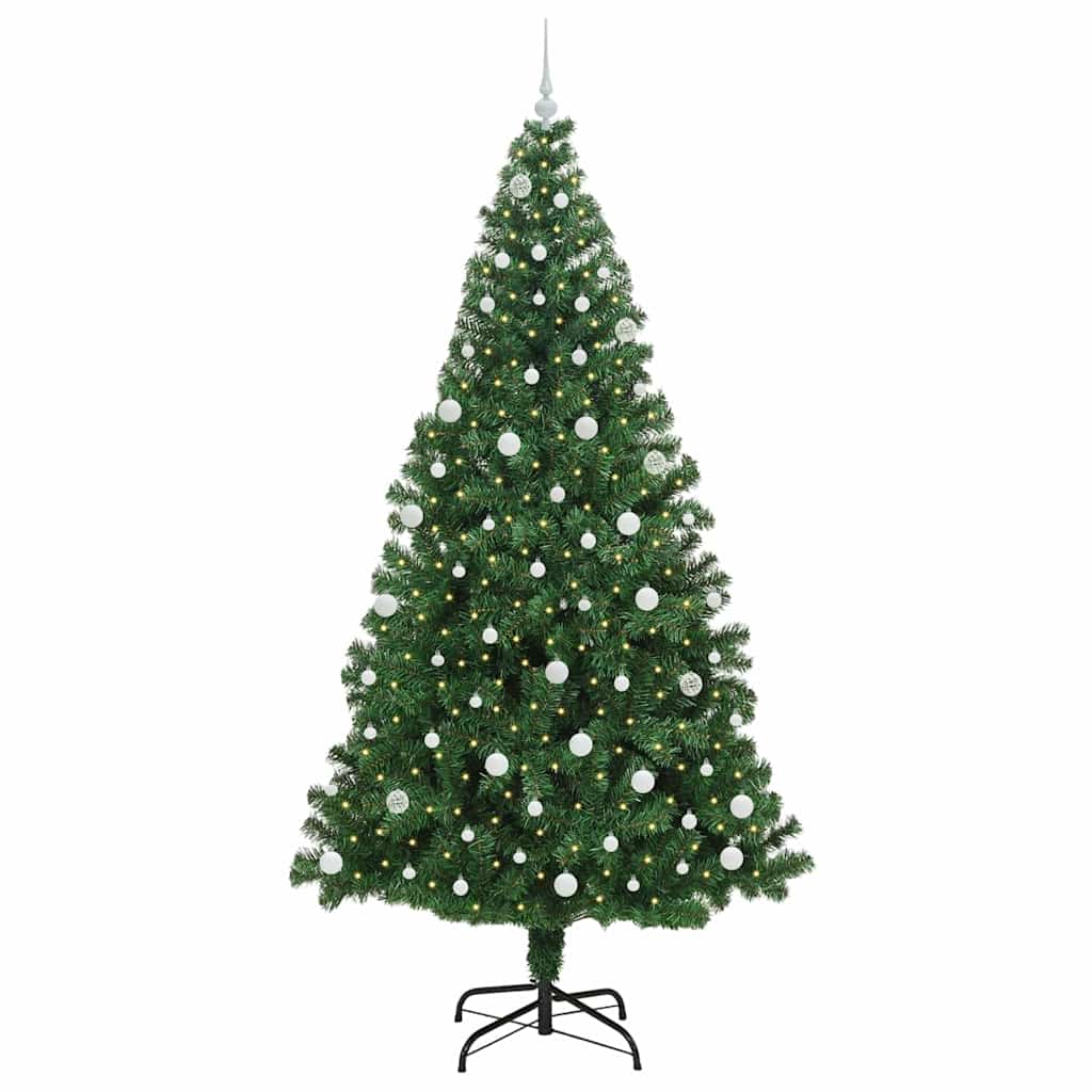 vidaXL Artificial Christmas Tree with 300 LEDs with Stand Green 240 cm - 50257