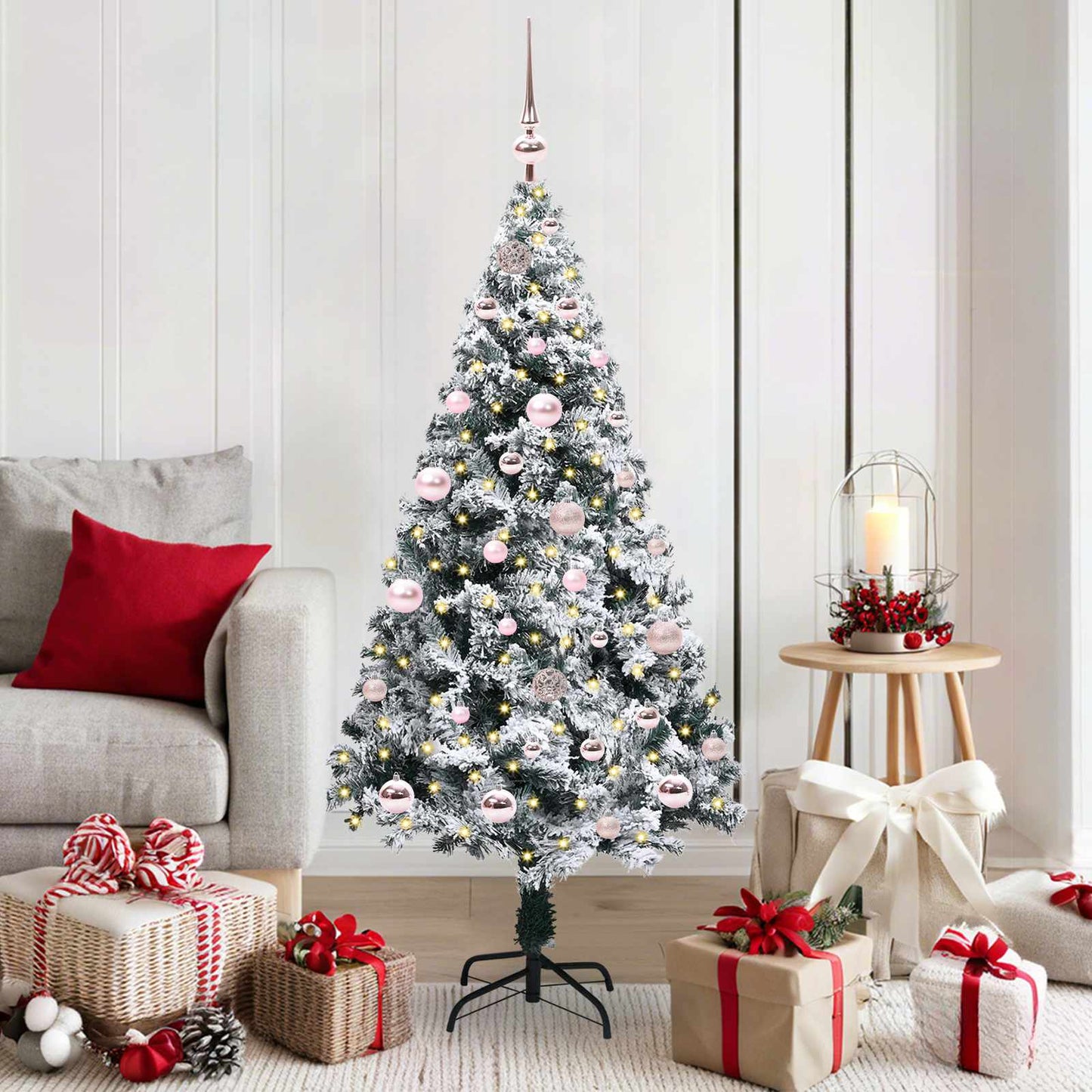 vidaXL Artificial Christmas Tree with 150 LEDs with Stand White 150 cm - 50287