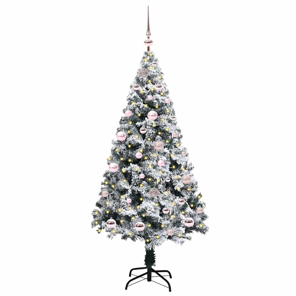 vidaXL Artificial Christmas Tree with 150 LEDs with Stand White 150 cm - 50287