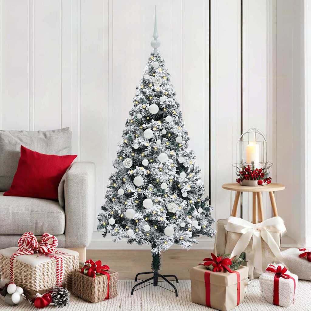 vidaXL Artificial Christmas Tree with 150 LEDs with Stand White 150 cm - 50296