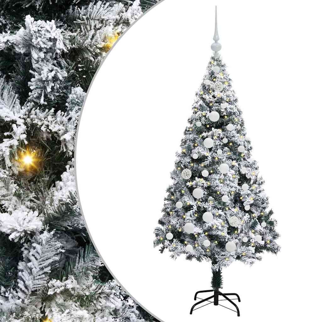 vidaXL Artificial Christmas Tree with 150 LEDs with Stand White 150 cm - 50296