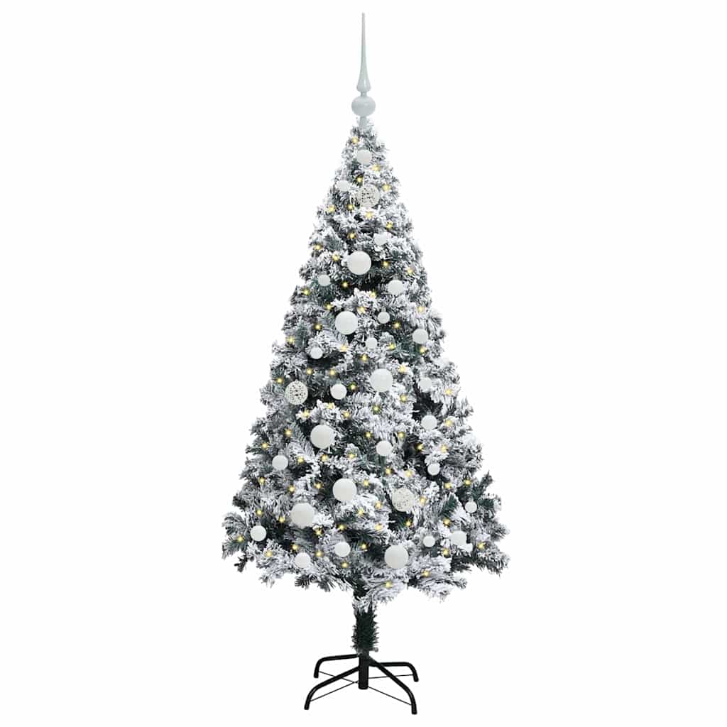 vidaXL Artificial Christmas Tree with 150 LEDs with Stand White 150 cm - 50296
