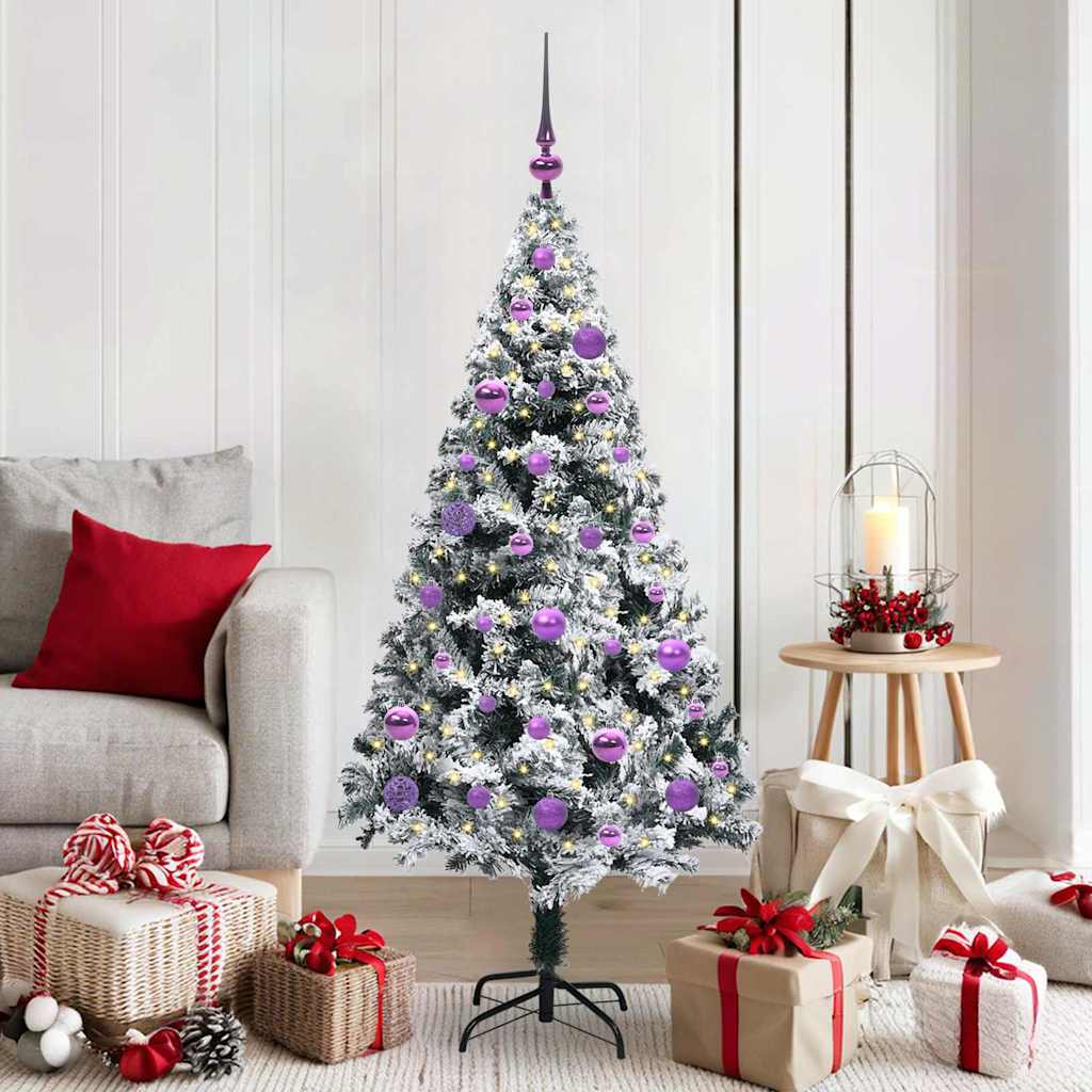 vidaXL Artificial Christmas Tree with 150 LEDs with Stand White 150 cm - 50310