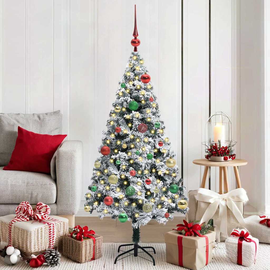 vidaXL Artificial Christmas Tree with 150 LEDs with Stand White 150 cm - 50326