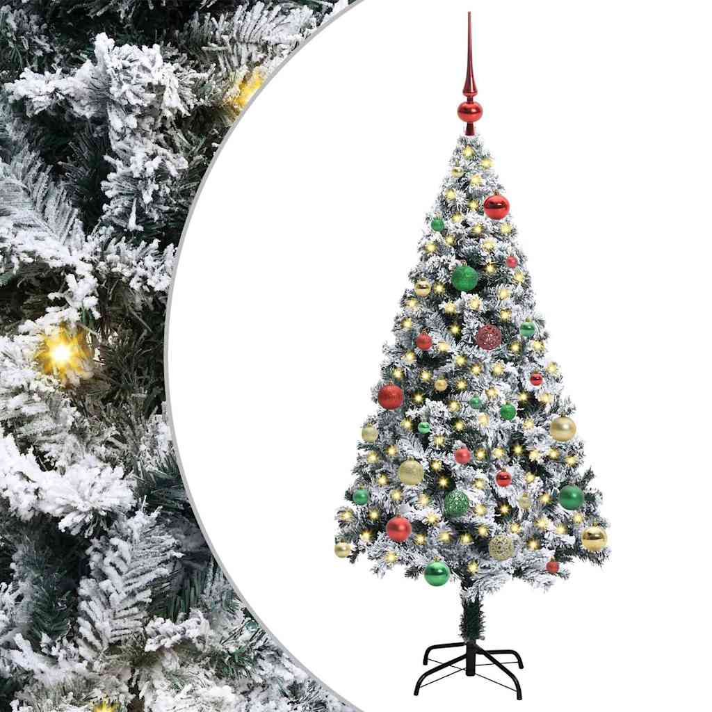 vidaXL Artificial Christmas Tree with 150 LEDs with Stand White 150 cm - 50326