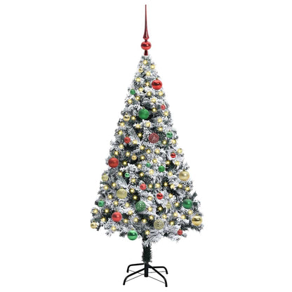 vidaXL Artificial Christmas Tree with 150 LEDs with Stand White 150 cm - 50326