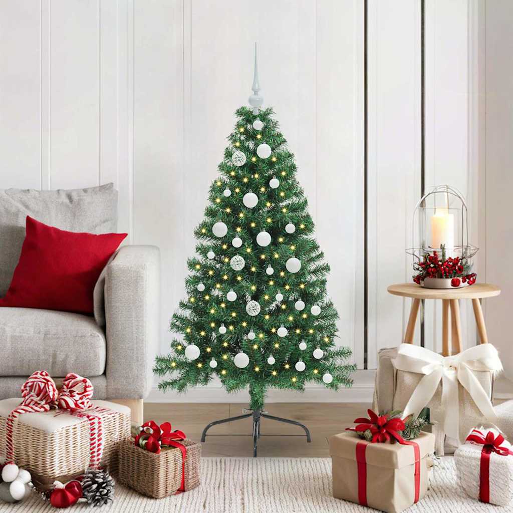 vidaXL Artificial Pre-lit Christmas Tree Green 120 cm PVC - 50439