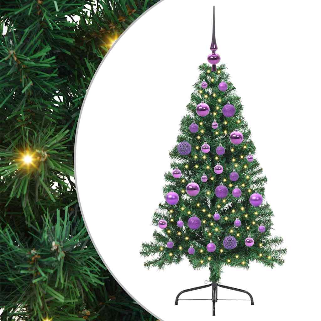vidaXL Artificial Pre-lit Christmas Tree Green 120 cm PVC - 50457